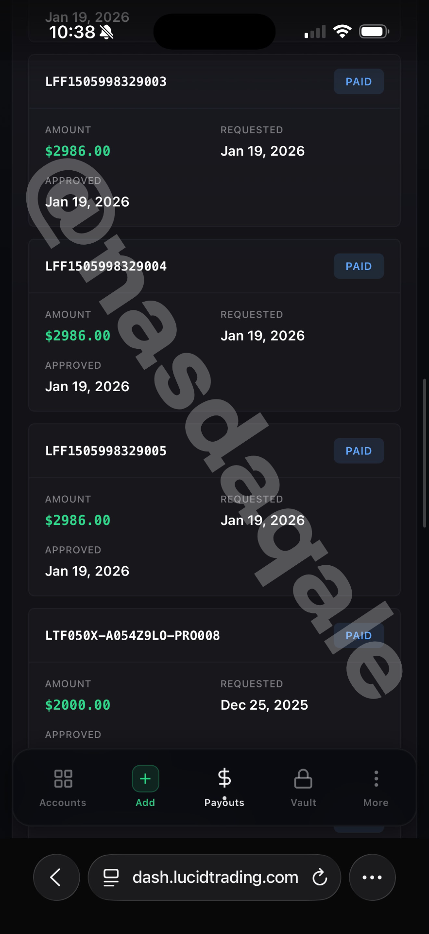 Coach payout 16